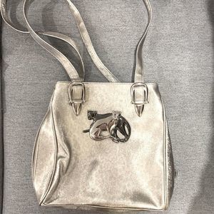 Vintage Marlo Metallic Silver Textured Vinyl Bag